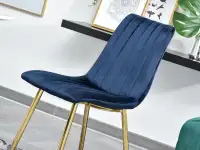 Krzesło MEGAN GRANATOWE welurowe glamour na złotej nodze - wygodne siedzisko