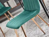 Krzesło glamour MEGAN ZIELONE welurowe na miedzianej nodze - miękkie siedzisko