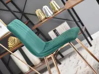 Krzesło glamour MEGAN ZIELONE welurowe na miedzianej nodze - unikatowy wygląd