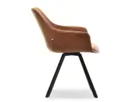 Loftowe krzesło MIRA z BRĄZOWEJ skóry eko + czarne nogi - bok