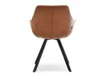 Loftowe krzesło MIRA z BRĄZOWEJ skóry eko + czarne nogi - tył