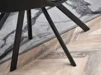 Krzesło MIRA z podłokietnikami tapicerowane CZARNĄ skórą eko - stalowa podstawa