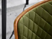 Krzesło MORGAN ZIELONE z pikowanego weluru i drewna orzech - orzechowe drewno