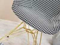 Designerskie krzesło glamour pepitka złota noga MPA ROD TAP - tkanina w pepitkę