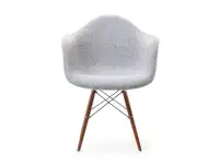 Krzesło tapicerowane MPA WOOD TAP szare - wygląd przodu.