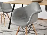 Krzesło mpa wood tap szary welur, podstawa buk