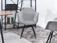 Krzesło MPA ROD TAP SZARE welurowe + czarna noga z drewna - designerska forma