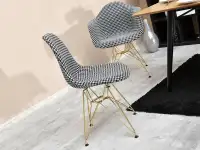 Krzesło tapicerowane w pepitkę na złotej nodze MPC ROD TAP - profil krzesła