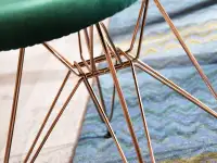 Krzesło tapicerwoane MPC ROD TAP zielony-miedź - miedziana podstawa