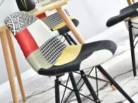Krzesło MPC WOOD TAP PATCHWORK 4 +  czarna noga - komfortowe siedzisko