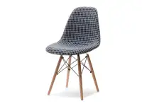 Tapicerowane krzesło z deseniem MPC WOOD TAP pepitka - na podstawie w kolorze buk