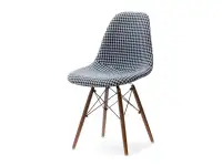 Tapicerowane krzesło z deseniem MPC WOOD TAP pepitka - na podstawie w kolorze orzech