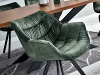 Krzesło do salonu NADIA ZIELONE NA CZARNYCH NOGACH - designerska bryła