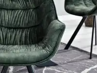 Krzesło do salonu NADIA ZIELONE NA CZARNYCH NOGACH - komfortowe podłokietniki