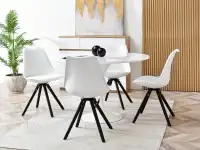 Obrotowe krzesło do jadalni LUIS ROT biało-czarne - w aranżacji ze stołem CROCUS