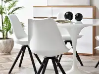 Obrotowe krzesło do jadalni LUIS ROT biało-czarne - subtelny tył