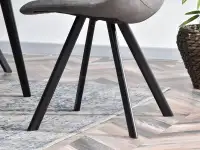 Krzesło PROXI SZARE ze skóry eko na czarnej metalowej nodze - metalowa podstaw