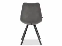 Krzesło PROXI SZARE ze skóry eko na czarnej metalowej nodze - tył