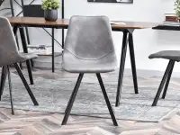 Krzesło PROXI SZARE ze skóry eko na czarnej metalowej nodze - nowoczesna forma