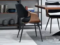 Krzesło RENZO z drewna giętego orzech i CZARNEGO weluru - profil