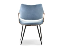 Krzesło RENZO NIEBIESKIE z weluru i DREWNA ORZECH - tył
