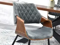 Krzesło RENZO SZARE Z ORZECHOWYM drewnem giętym - komfortowe siedzisko