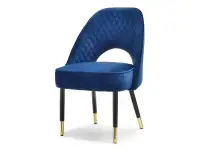 Krzesło fotel RICH GRANATOWY weluru ze ze złotymi stopkami