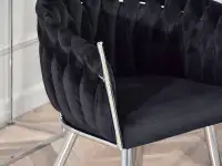 Krzesło z zaplatanym oparciem ROSA CZARNY WELUR - SREBRNY - charakterystyczne detale