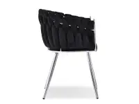 Krzesło z zaplatanym oparciem ROSA CZARNY WELUR - SREBRNY - profil