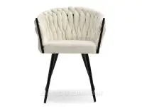 Krzesło tapicerowane ROSA KREMOWY BOUCLE NOGI CZARNE - przód
