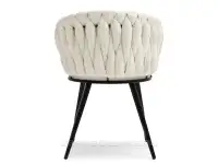 Krzesło tapicerowane ROSA KREMOWY BOUCLE NOGI CZARNE - tył