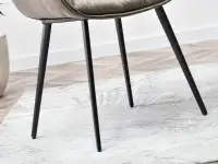 Krzesło metaliczne SABA SZARY METALICZNY z aksamitu - stabilna podstawa