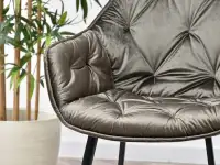 Krzesło metaliczne SABA SZARY METALICZNY z aksamitu - wygodne oparcie