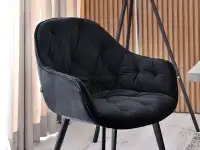 Krzesło z podłokietnikami SABA CZARNE z pikowanego weluru - oryginalna bryła