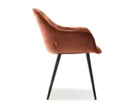 Krzesło kubełkowe SABA MIEDZIANE welurowe na czarnych nogach - profil