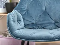Krzesło pikowane jajo SABA NIEBIESKIE z satynowego weluru - charakterystyczne detale