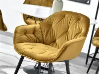 Krzesło glamour SABA ZŁOTE pikowane jajo z weluru do jadalni - komfortowe siedzisko