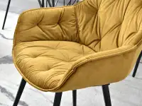 Krzesło glamour SABA ZŁOTE pikowane jajo z weluru do jadalni - charakterystyczne detale