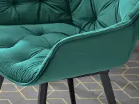 Krzesło z podłokietnikami SABA ZIELONE NA CZARNYCH NOGACH - charakterystyczne detale