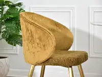 krzesło sensi musztardowy tkanina, podstawa złoty