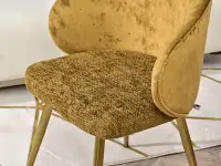 krzesło sensi musztardowy tkanina, podstawa złoty