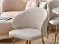 krzesło sensi piaskowy welur, podstawa złoty
