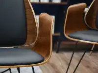 Krzesło SILA ORZECH-CZARNY drewno gięte na drucianej nodze - drewniane detale