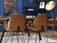 Krzesło SILA ORZECH-CZARNY drewno gięte na drucianej nodze - drewniany tył krzesła