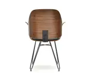 Krzesło SILA ORZECH-CZARNY drewno gięte na drucianej nodze - tył
