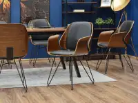 Krzesło SILA ORZECH-CZARNY drewno gięte na drucianej nodze - nowoczesna bryła