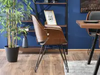 Krzesło SILA ORZECH-CZARNY drewno gięte na drucianej nodze - subtelna forma