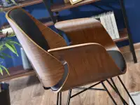 Krzesło SILA ORZECH-CZARNY drewno gięte na drucianej nodze - gięte drewno