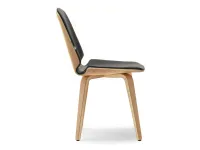 Krzesło drewniane VINCE tapicerowany skórą CZARNY + BUK - bok