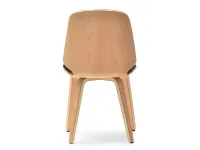 Krzesło drewniane VINCE tapicerowany skórą CZARNY + BUK - tył